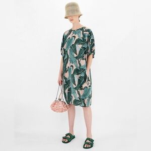 Silk crepe de chine dress printed
